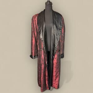 Vtg 50s Men’s Smoking Jacket Robe Brocade Red Black Shift MCM Playboy Classy